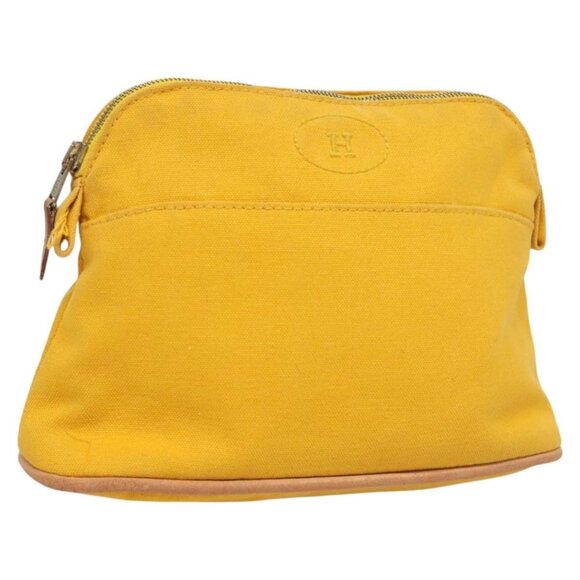 HERMES Bolide Pouch PM Canvas Yellow Gold Auth ti3130 - Picture 1 of 16